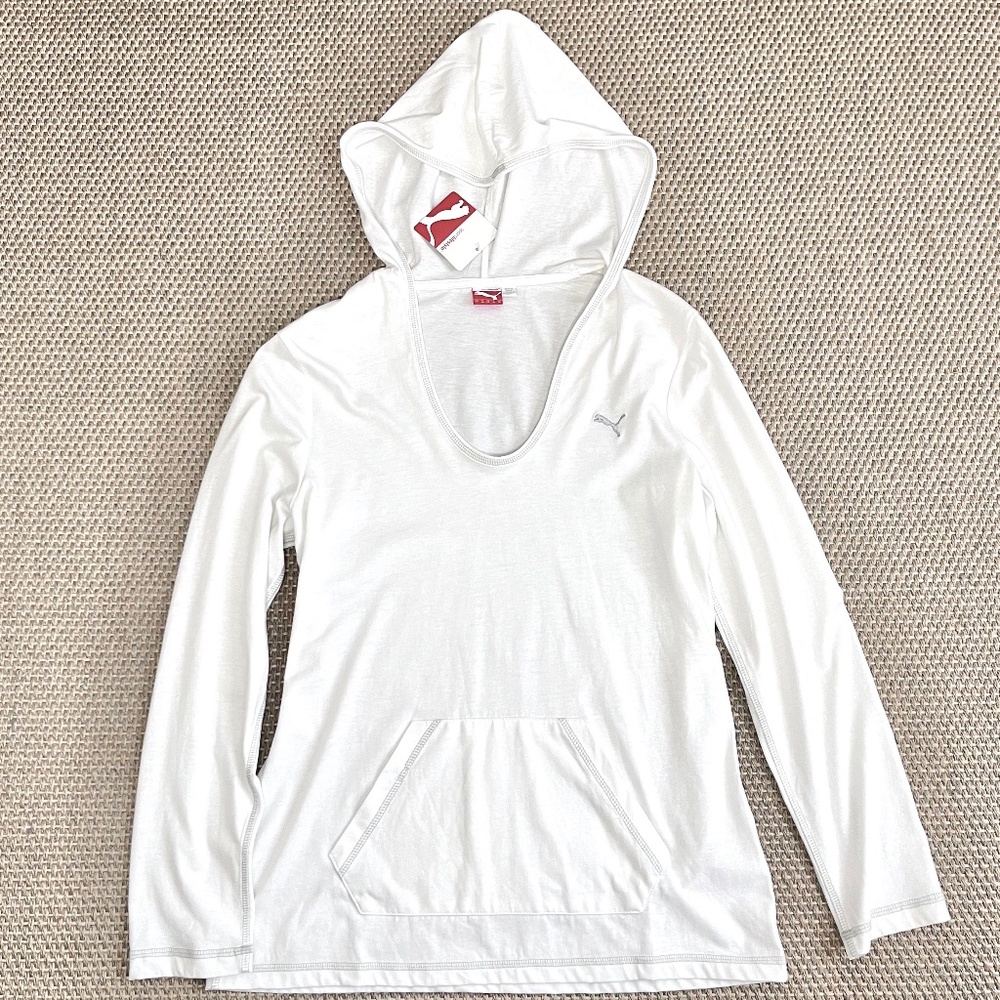 Puma White Workout Hoodie Long Sleeve T-Shirt